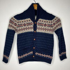 Rorie Whelan Blue Cardigan Fair Isle Boys Size 6